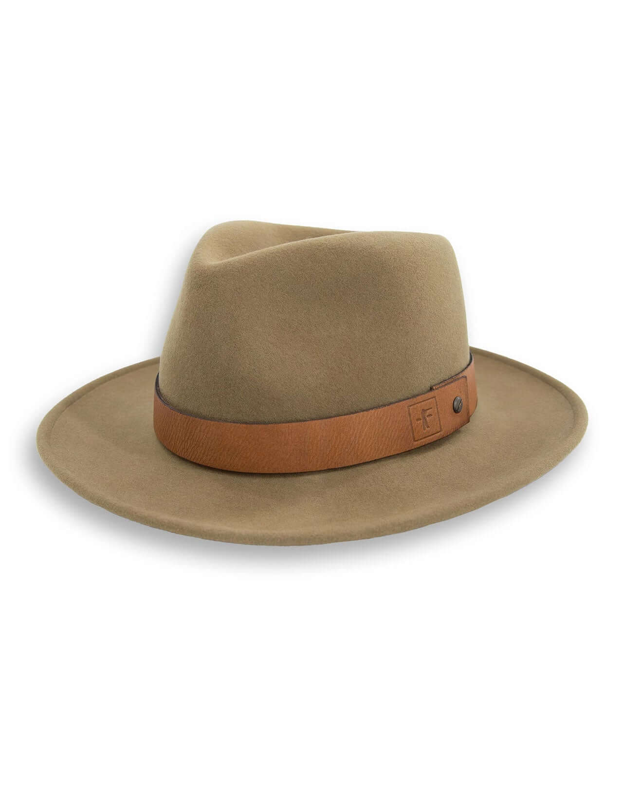 Brimmed Field Hat in beige felted wool with leather band, perfect for stylish protection and year-round wear.