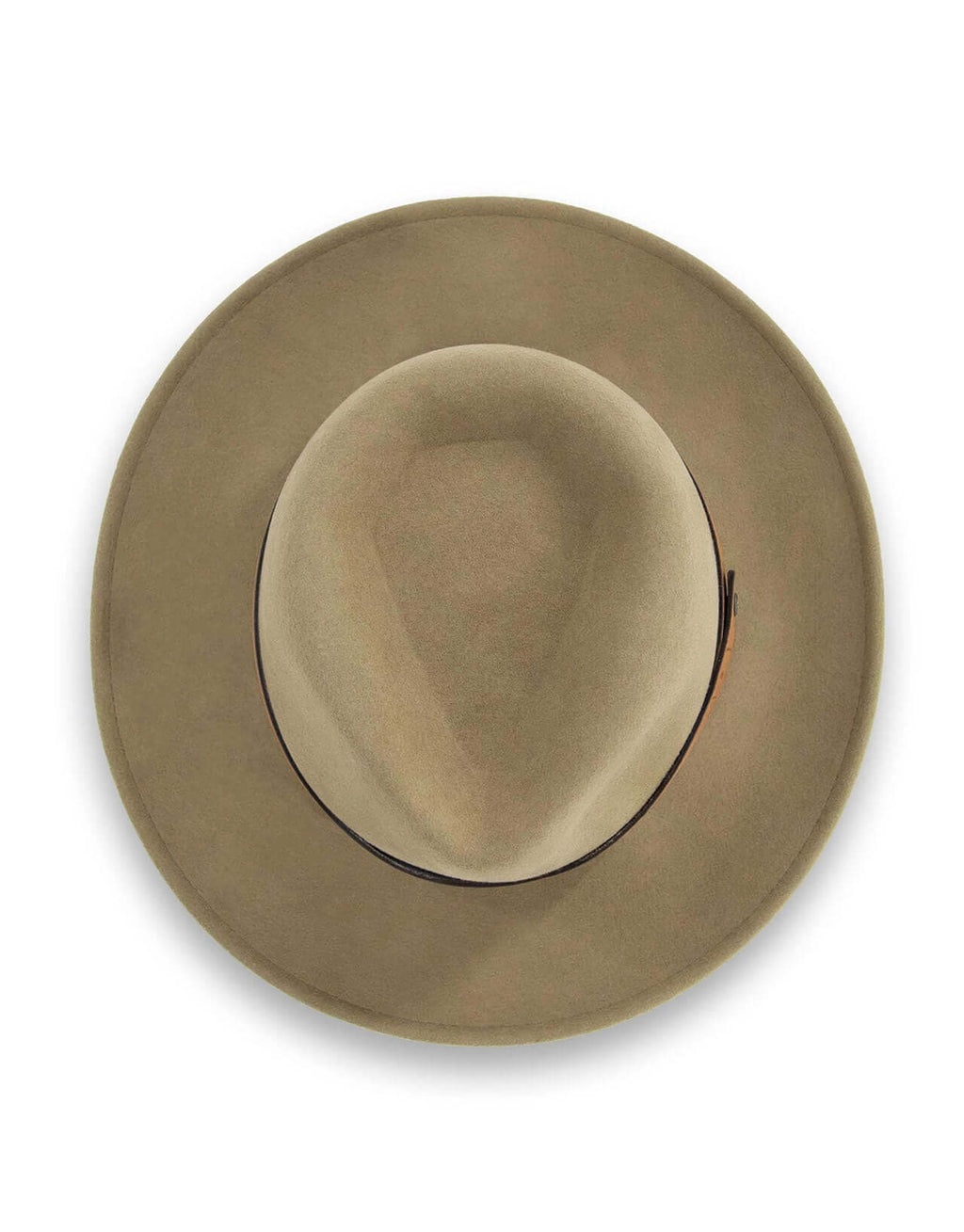 Top view of the Brimmed Field Hat in felted wool, featuring a LiteFelt® design and leather band for style and durability.