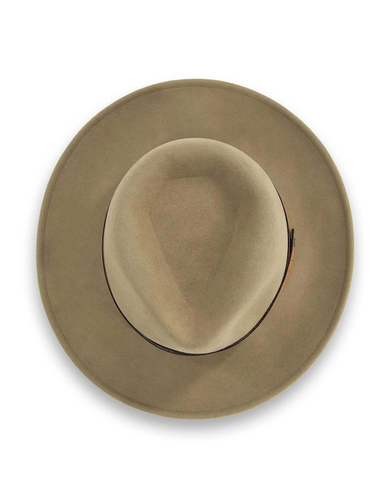 Top view of the Brimmed Field Hat in felted wool, featuring a LiteFelt® design and leather band for style and durability.