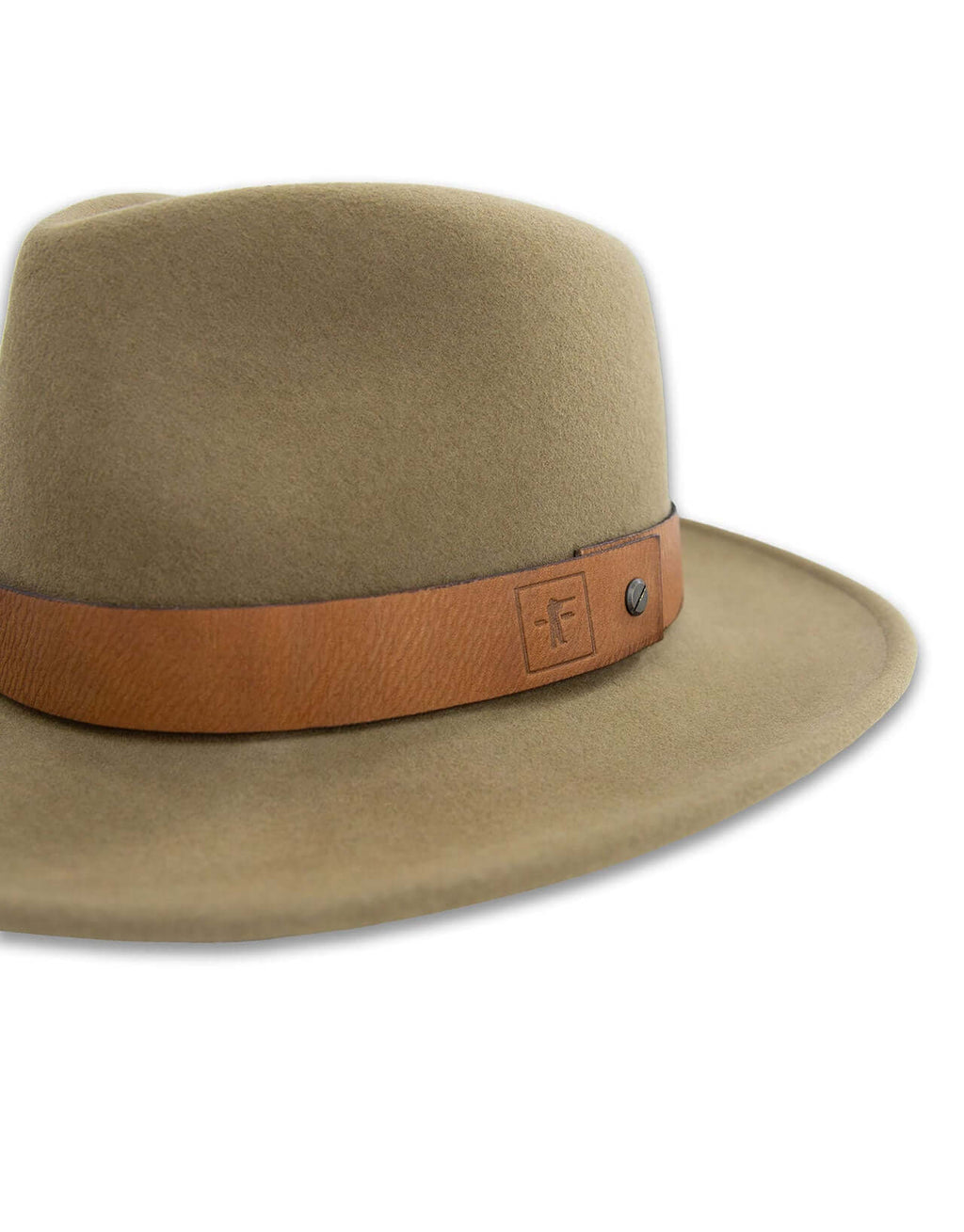 Brimmed Field Hat made of felted wool with leather band, antique brass screw, water-repellent, ideal for year-round wear.