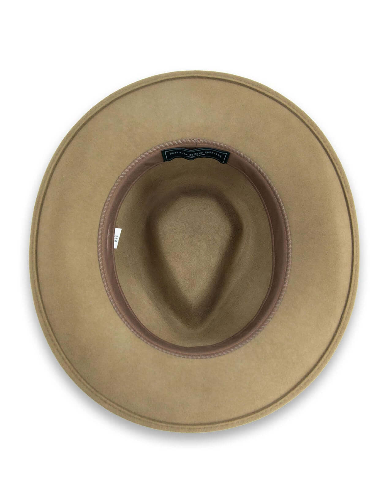 Top view of the Brimmed Field Hat, showcasing its felted wool material and signature leather band.