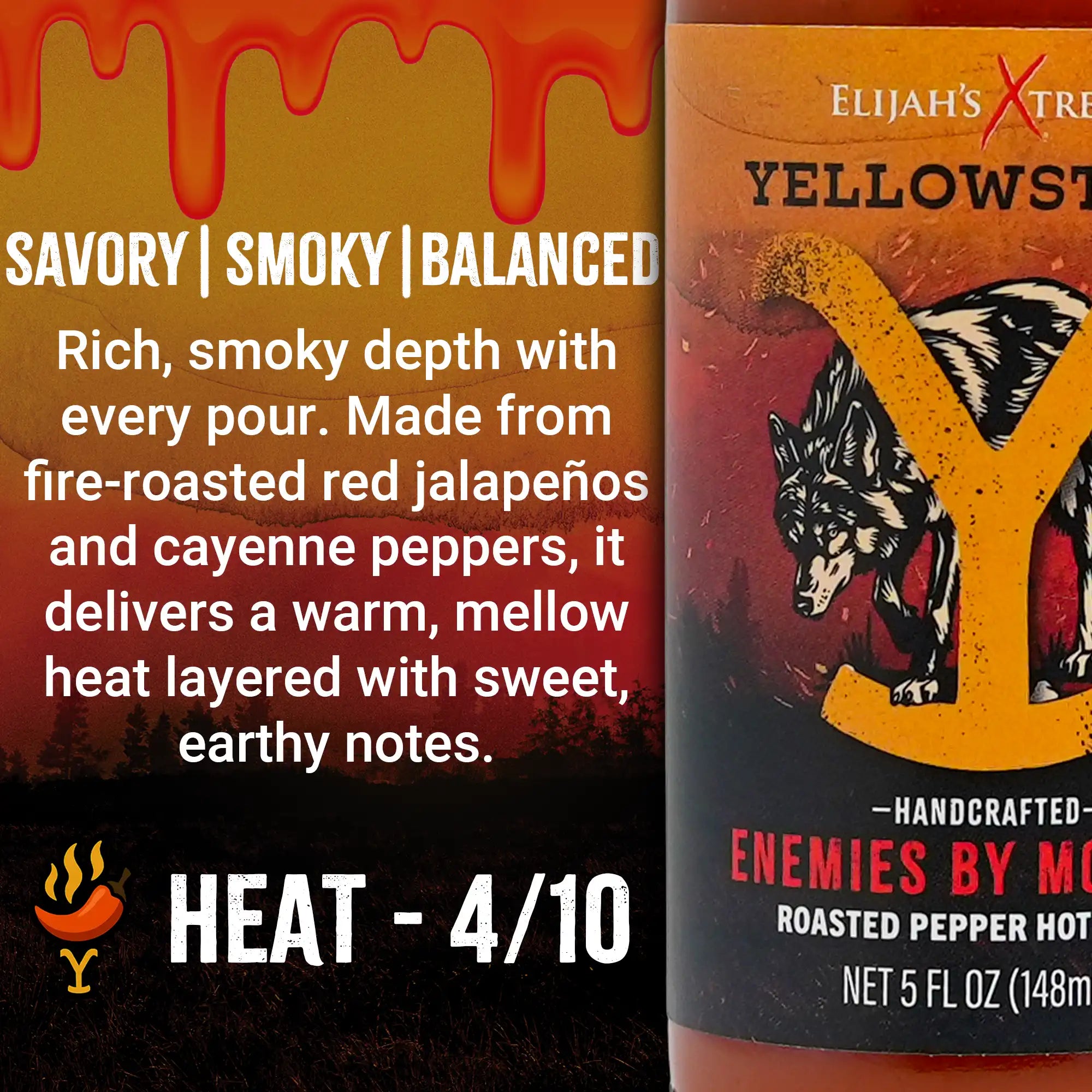 Enemies by Morning Roasted Jalapeño Hot Sauce featuring smoky depth and mild heat for flavorful meals.