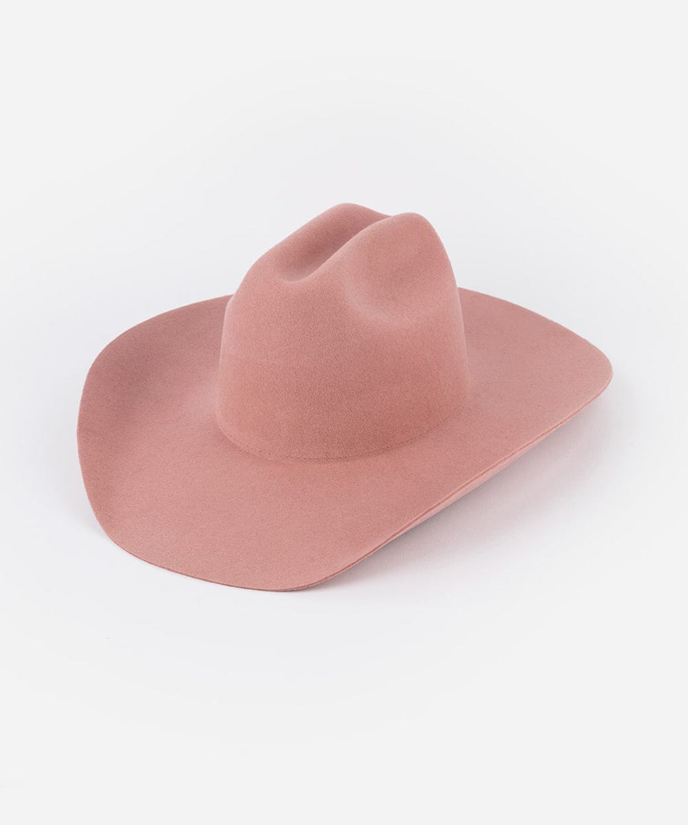 Teddy Cattleman Cowboy Hat in blush pink, featuring a classic western design and wide brim, perfect for cowgirl style.