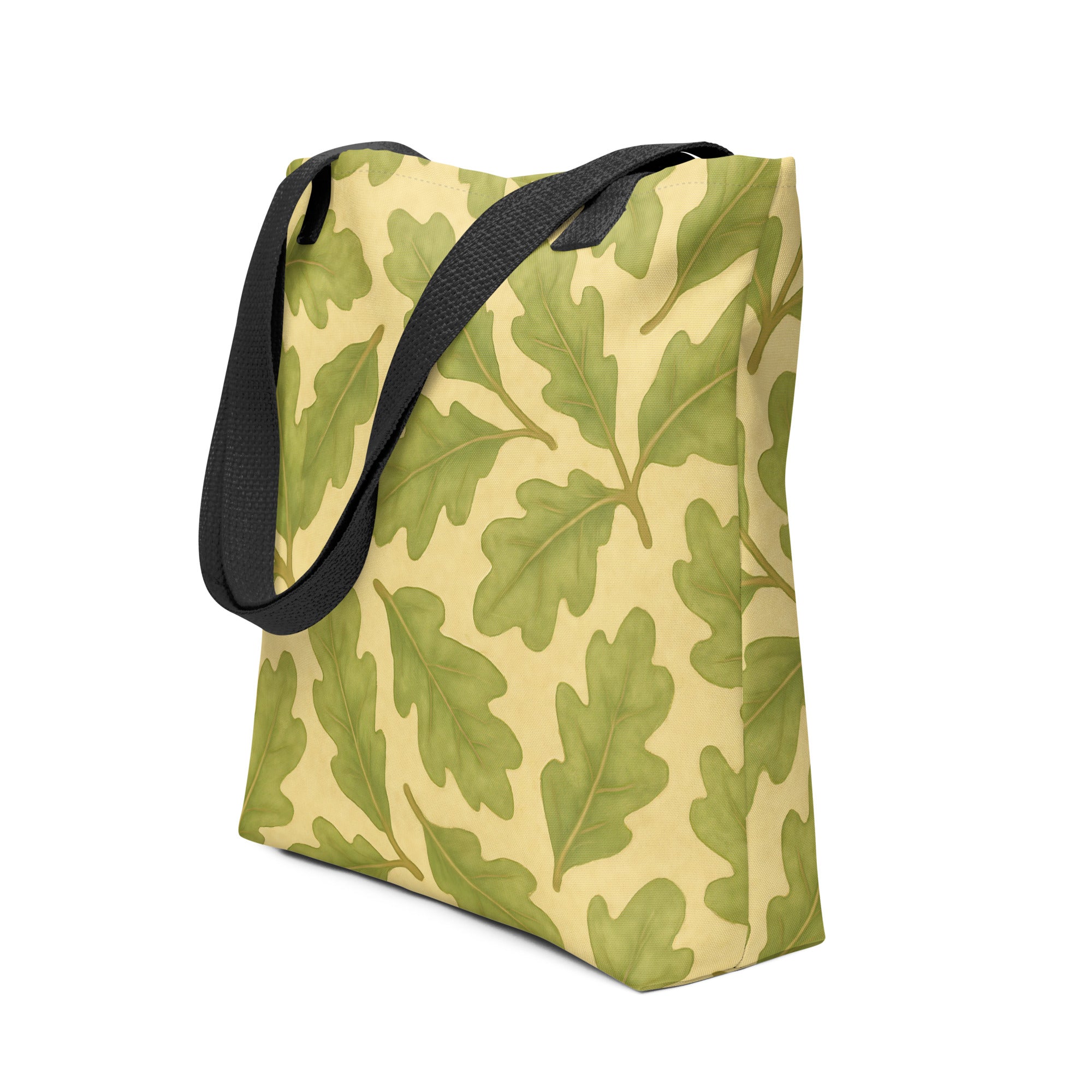 Live Oak Tote Bag with green oak leaf print from Southern Botany Collection, eco-friendly and stylish for everyday use.