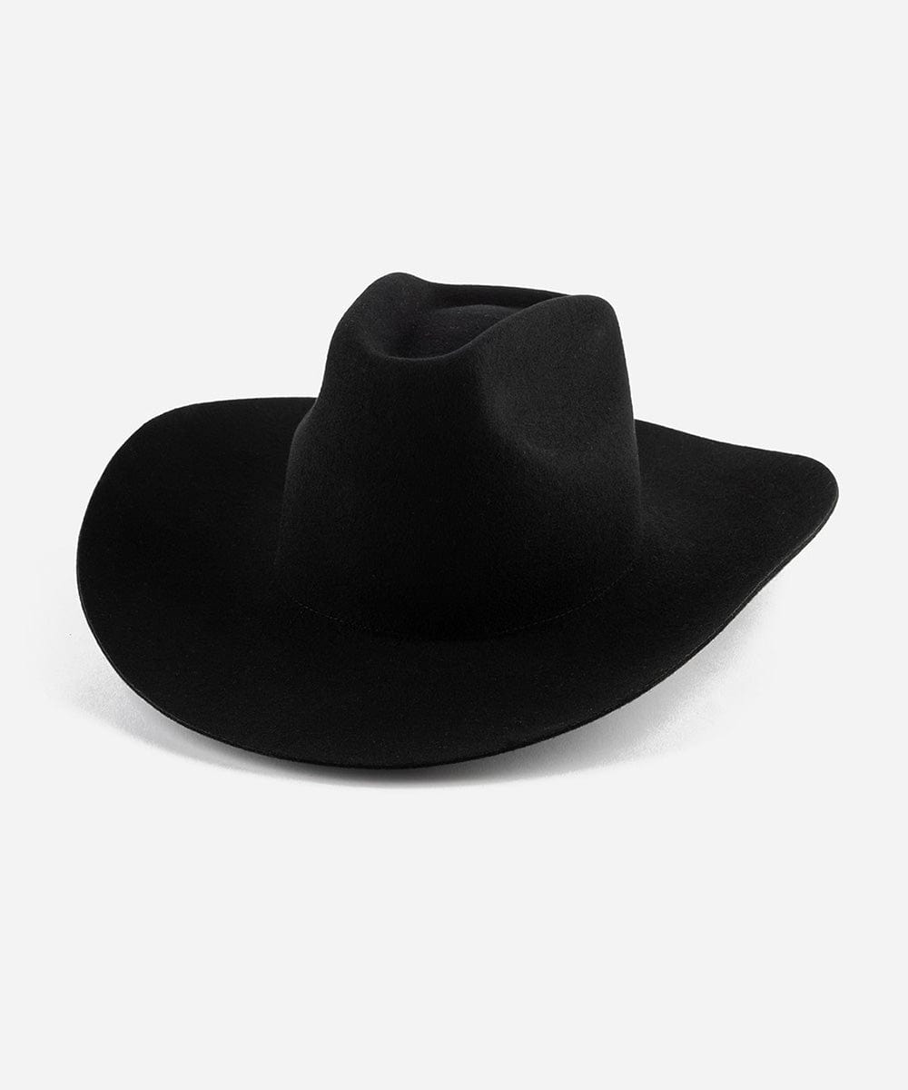 Lane Cowboy Hat in classic black with a wide brim and structured crown, perfect for making a bold statement.