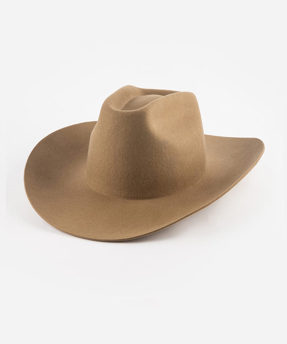 Lane Cowboy Hat with wide brim and unique brick top crown, perfect for making a bold statement.