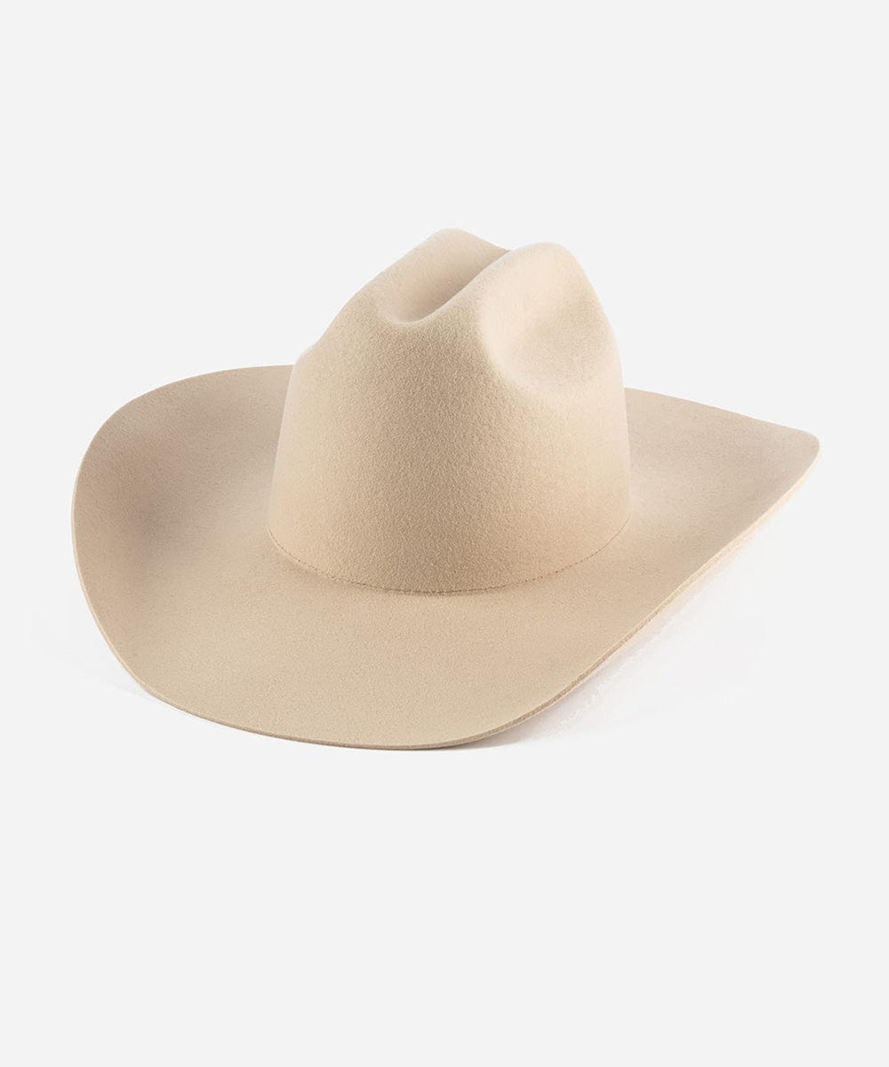 Teddy Cattleman Cowboy Hat in beige, featuring a classic western cattleman crown and wide brim.