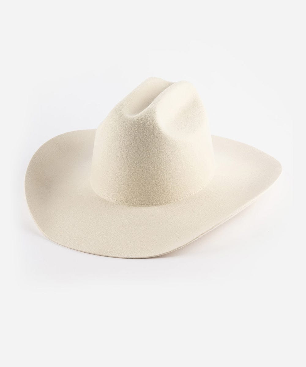 Teddy Cattleman Cowboy Hat in classic white felt, perfect for country festivals and chic everyday wear.