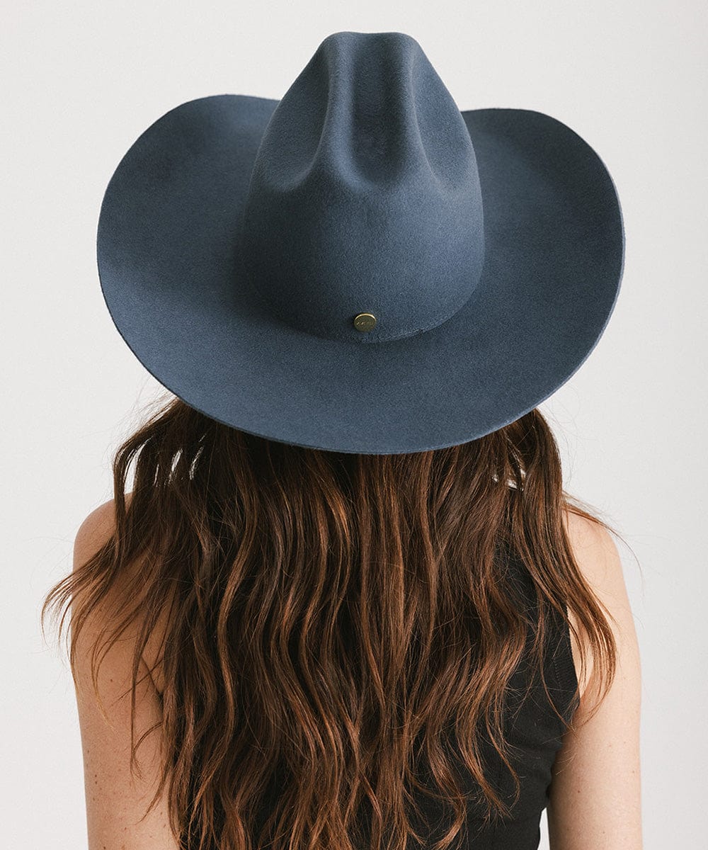 Teddy Cattleman cowboy hat in navy blue, showcasing traditional western style and wide brim design.