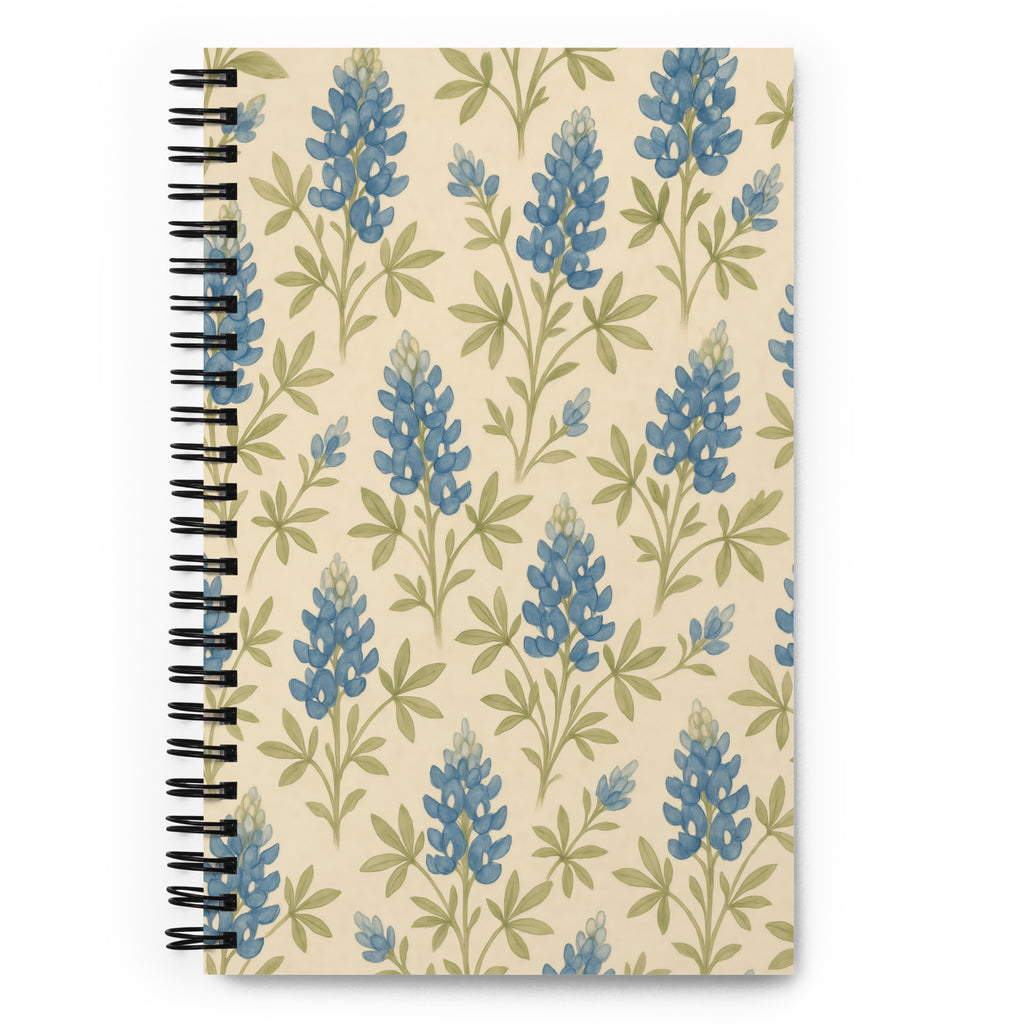 Bluebonnet Spiral Notebook with dotted pages features a soft bluebonnet floral pattern for creative inspiration.